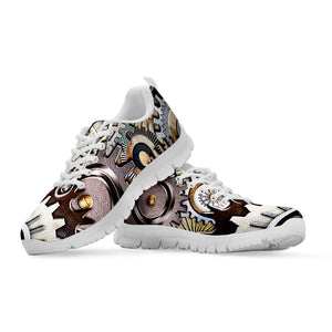 Steampunk Gears And Cogs Print White Running Shoes