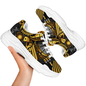 Steampunk Owl Print White Chunky Shoes