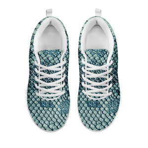 Steel Blue Snakeskin Print White Running Shoes