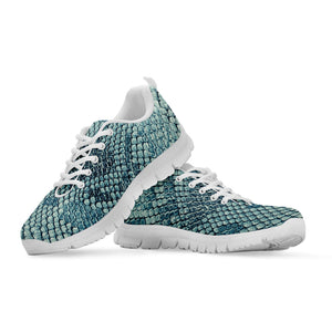 Steel Blue Snakeskin Print White Running Shoes