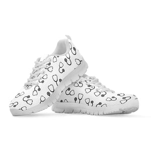 Stethoscope Sign Pattern Print White Running Shoes