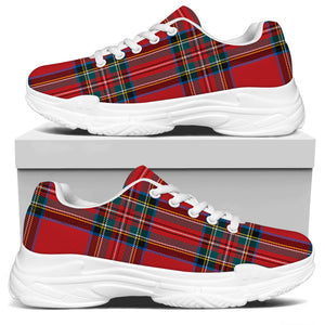 Stewart Tartan Scottish Pattern Print White Chunky Shoes