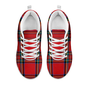 Stewart Tartan Scottish Pattern Print White Running Shoes