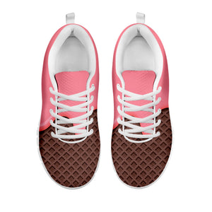 Strawberry Ice Cream Melted Print White Running Shoes