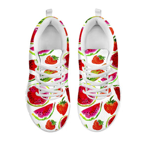 Summer Fruits Watermelon Pattern Print White Running Shoes