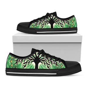 Sun And Moon Yggdrasil Print Black Low Top Sneakers