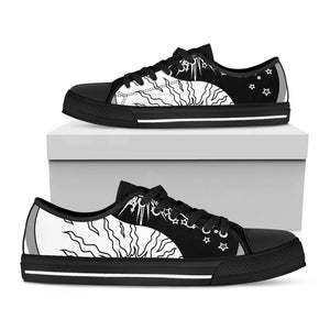 Sun And Moon Yin Yang Print Black Low Top Sneakers