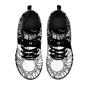 Sun And Moon Yin Yang Print Black Running Shoes