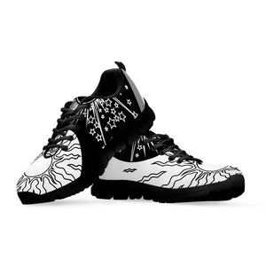 Sun And Moon Yin Yang Print Black Running Shoes