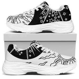 Sun And Moon Yin Yang Print White Chunky Shoes