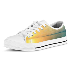 Sunrise Beach Print White Low Top Sneakers
