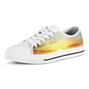 Sunrise Meadow Print White Low Top Sneakers