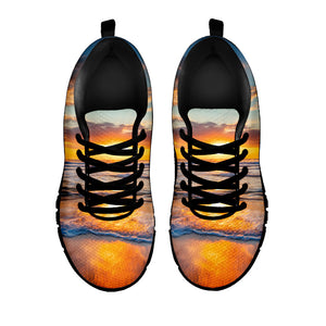 Sunrise Wave Print Black Running Shoes