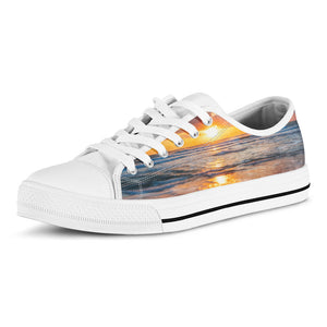 Sunrise Wave Print White Low Top Sneakers