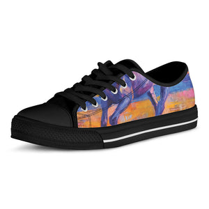 Sunset Horse Painting Print Black Low Top Sneakers