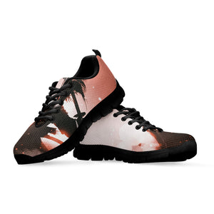 Sunset Japanese Samurai Print Black Running Shoes