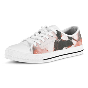Sunset Japanese Samurai Print White Low Top Sneakers