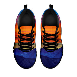 Sunset Mountain Print Black Running Shoes