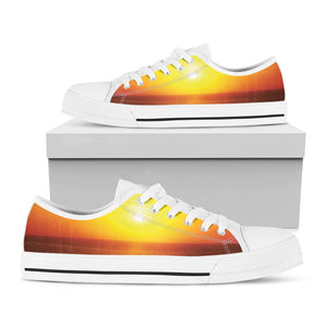 Sunset Over Sea Print White Low Top Sneakers