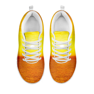 Sunset Over Sea Print White Running Shoes
