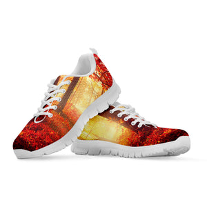 Sunshine Autumn Tree Print White Running Shoes