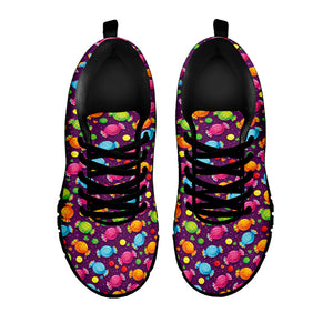 Sweet Candy Pattern Print Black Running Shoes