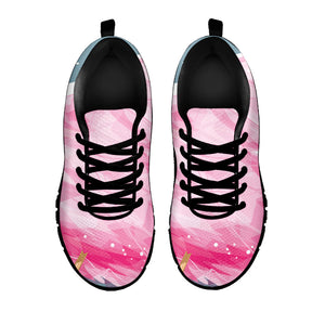 Sweet Cotton Candy Print Black Running Shoes