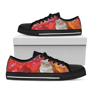 Sweet Gummy Bear Print Black Low Top Sneakers