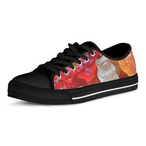 Sweet Gummy Bear Print Black Low Top Sneakers