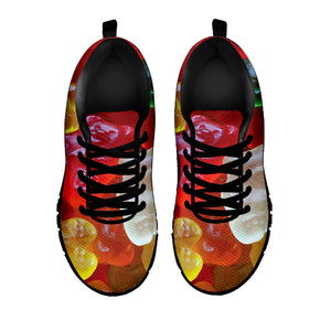 Sweet Gummy Bear Print Black Running Shoes