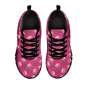 Sweet Macarons Pattern Print Black Running Shoes