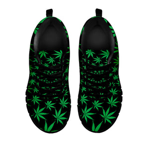 Swirl Cannabis Leaf Print Black Running Shoes