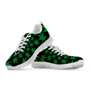 Swirl Cannabis Leaf Print White Running Shoes