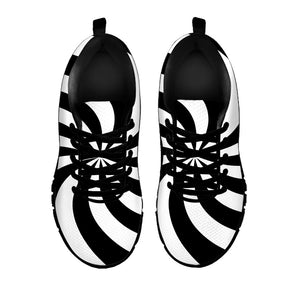 Swirl Optical Illusion Print Black Running Shoes