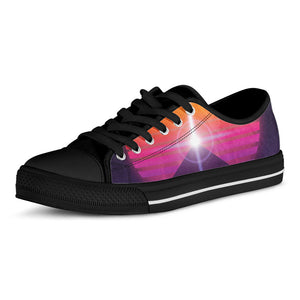 Synthwave Pyramid Print Black Low Top Sneakers