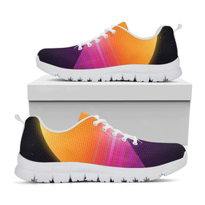 Synthwave Pyramid Print White Running Shoes
