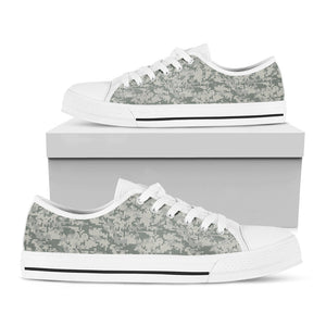 Tan Digital Camo Pattern Print White Low Top Sneakers