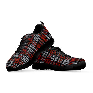 Tartan Knitted Pattern Print Black Running Shoes