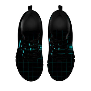 Teal Heartbeat Print Black Running Shoes