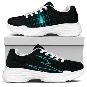 Teal Heartbeat Print White Chunky Shoes