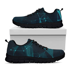 Teal Polygonal Dot Geometric Print Black Running Shoes
