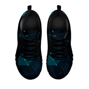 Teal Polygonal Dot Geometric Print Black Running Shoes
