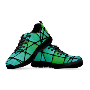 Teal Stained Glass Mosaic Print Black Running Shoes