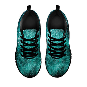 Teal Stardust Galaxy Space Print Black Running Shoes