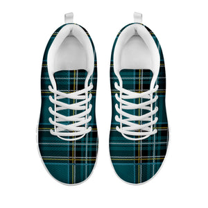Teal Stewart Tartan Pattern Print White Running Shoes