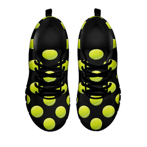 Tennis Balls Pattern Print Black Running Shoes
