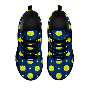 Tennis Sport Pattern Print Black Running Shoes