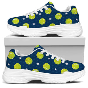 Tennis Sport Pattern Print White Chunky Shoes