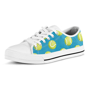 Tennis Theme Pattern Print White Low Top Sneakers