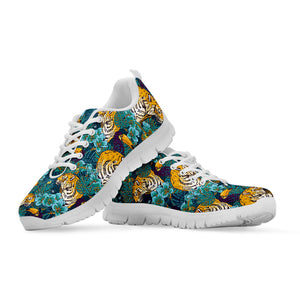 Tiger And Toucan Pattern Print White Running Shoes